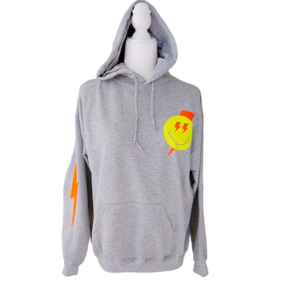 Smiley Face Lightning Bolt Hoodie - Picture 3 of 4
